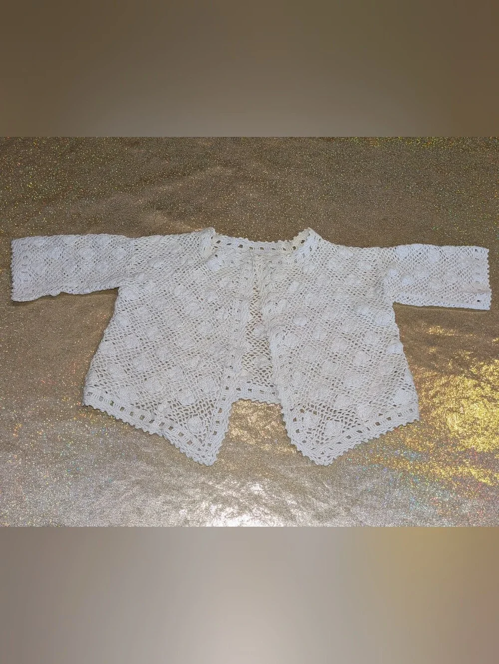 Crocheted Open-Front Baby Cardigan from Croatia
